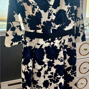 Sachin + Babi Navy and White Floral Long Sleeve Dress
